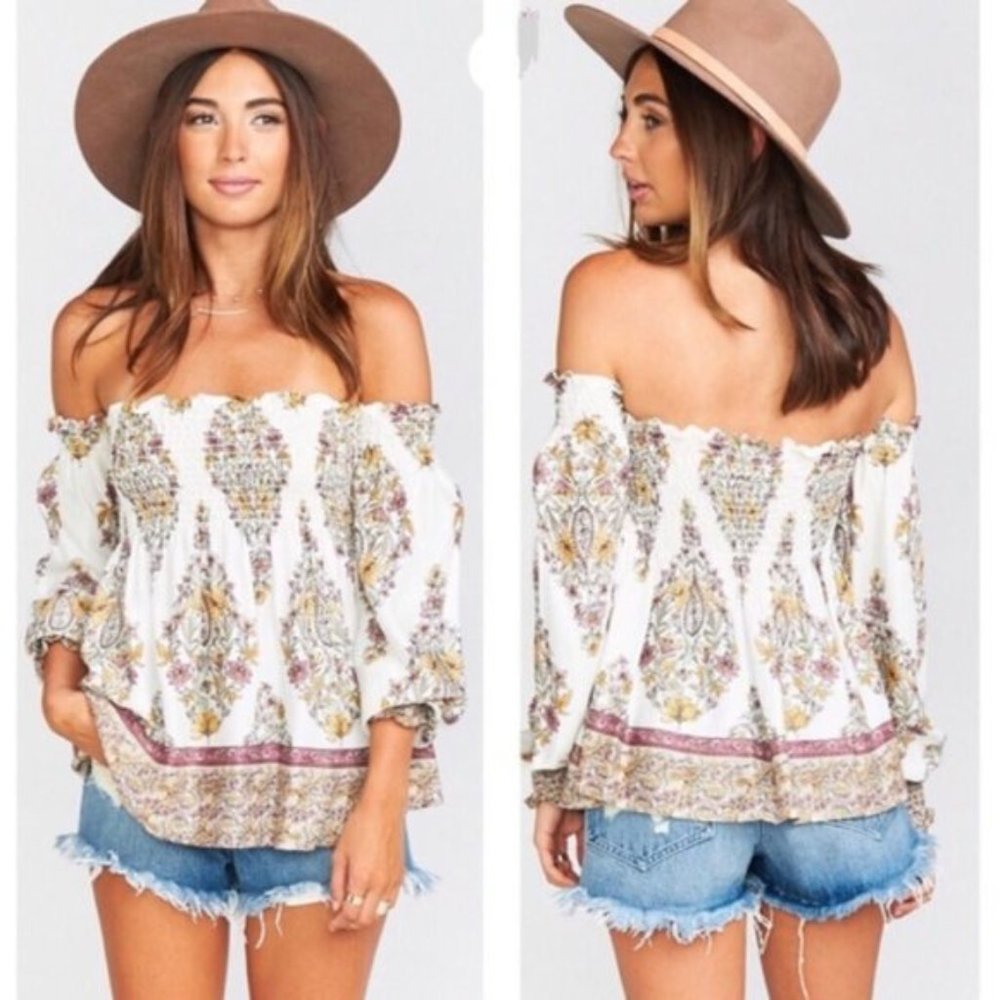 Show Me Your Mumu Raquel Smocked Paisley Top Small